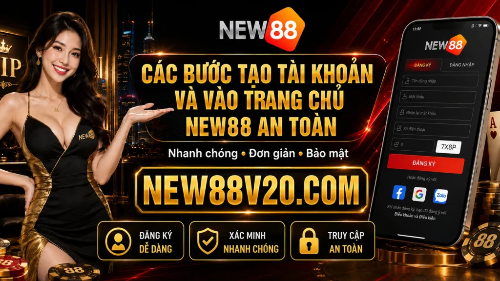 Các bước tạo tài khoản và vào trang chủ NEW88 an toàn 