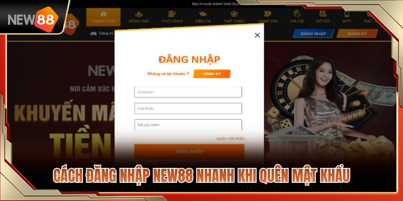 Hướng dẫn cách đăng nhập NEW88 nhanh chóng khi quên thông tin 