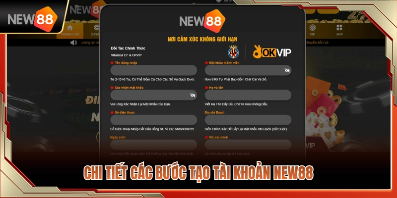 Hướng dẫn từng bước đăng ký tài khoản NEW88 
