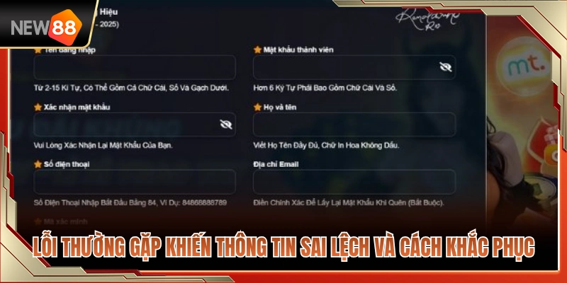 Các sự cố điền sai dữ liệu và phương án xử lý 
